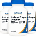 Nutricost ラクターゼ酵素コンプレックス 3,000 FCC ALU、120 ベジギーカプセル - Non-GMO、グルテンフリー、120 サービング (3 ボトル)
