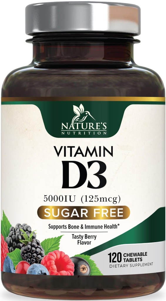 ビタミンD3 5000 IU (125 mcg)の性質の余分強さのビタミンDの補足免疫サポート健康-骨、歯および筋肉補足-砂糖は、非GMO、グルテンフリー- 120の計算のタブレット放します