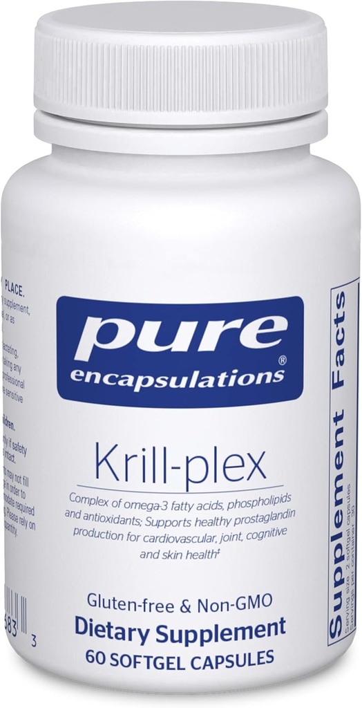 純粋なカプセル封入Krill-Plex | 月経の慰め、中心の健康、共同サポート、認知機能および皮の健康を支えて下さい | 60 Softgelのカプセル