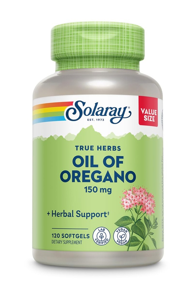 Oregano Softgels 150 mgのSOLARAYオイル - 強力なウェルネスサポートのためのオレガノオイルサプリメント - Gentle Digestion - Extra Virgin Olive Oil Base - ビーガン、60日保証 - 120 サービング、120 Softgels
