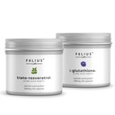 FOLIUS LABS Clean Label Ultra High Strength L-Glutathione 98% Supplement + Ultra High Purity Resveratrol Capsules 500mg Combo | For Glowing Skin, Support Immunity & Healthy Aging - 60+60 Capsules
