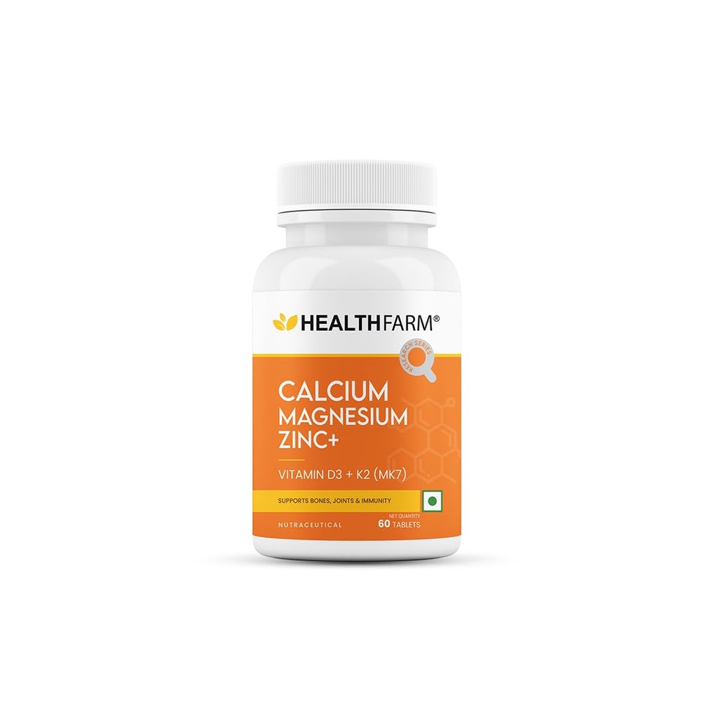 Healthfarm Calcium Magnesium Zinc+ Tablets with Vitamin D3 & K2 (MK7)