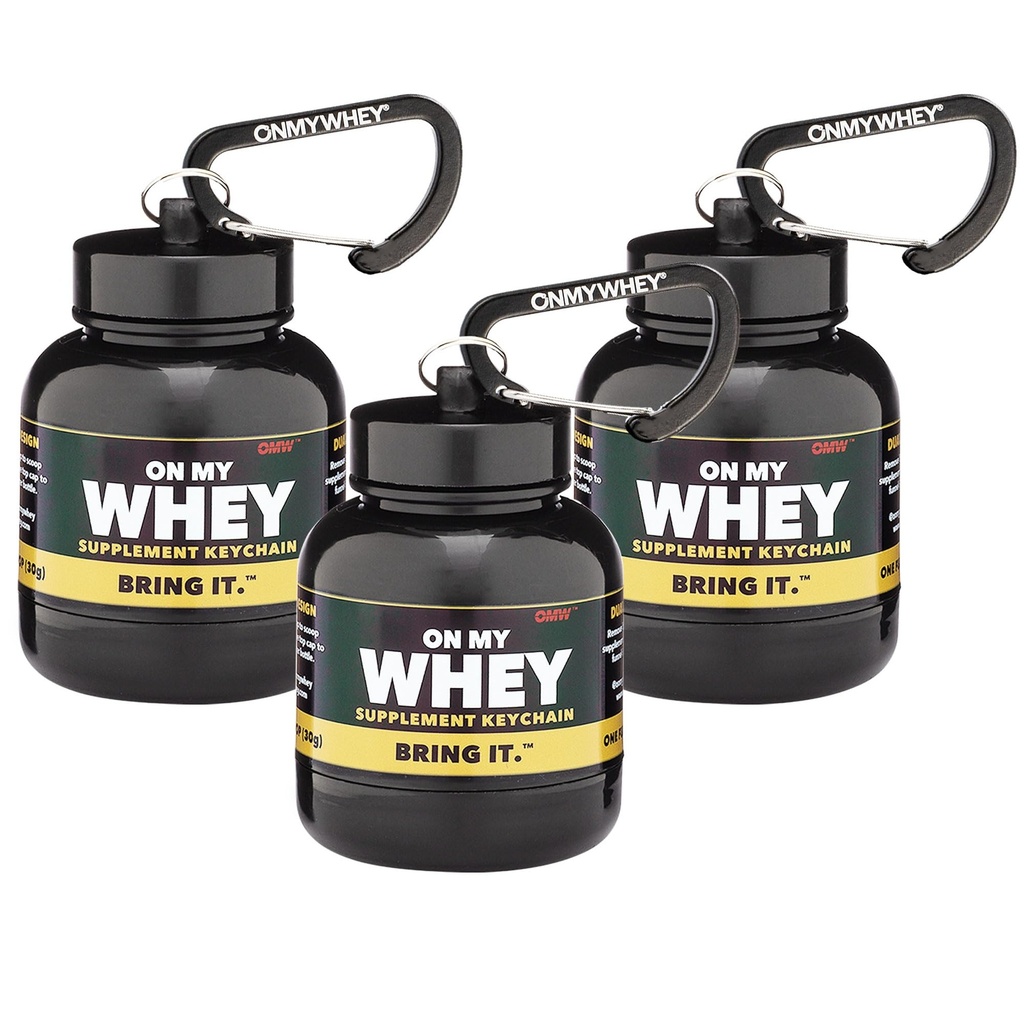 OnMyWhey - プロテインパウダーとサプリメントファネルキーホルダー、ジム、ワークアウト、フィットネス、旅行用のポータブルtoGoコンテナ - TSA承認、クラシック3パック