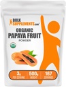 BulkSupplements.com オーガニックパパイヤフルーツパウダー - 風味のパウダー、カリカパパイヤフルーツ由来 - グルテンフリー、サービングあたり3g、500g(1.1ポンド)(1パック)