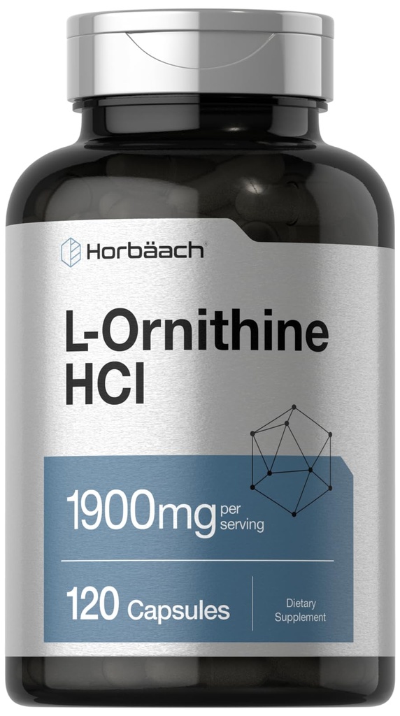 ホアハチ L オルニチン HCl | 1900mg | 120 カプセル | 非GMO & グルテンフリーサプリメント
