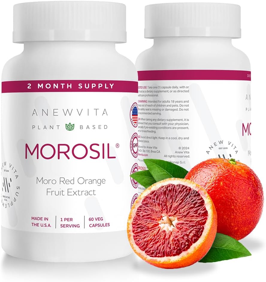 Anew VitaㅤMorosil: Antioxidant & Nutrition Supplement for Men & Women | Wellness & Vitality | Moro Red Orange | Non-GMO, Gluten Free, 60 Vegetable Capsules | Made in USA