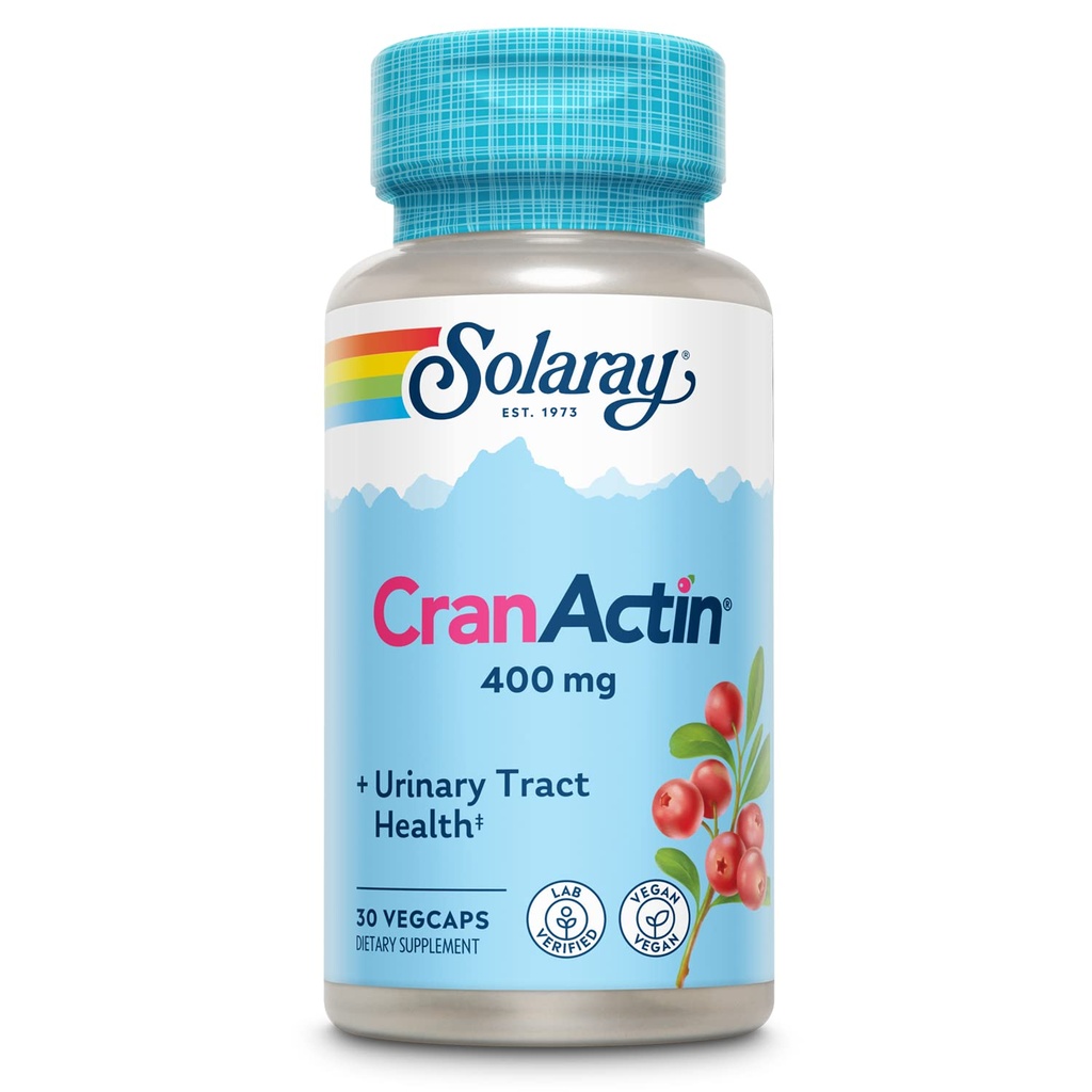 SOLARAY CranActin Cranberry Extract 400 mg - 女性と男性のためのクランベリーサプリメント - 膀胱とビタミンCと尿路の健康サポート - ビーガン、60日保証、30サービング、30 VegCaps