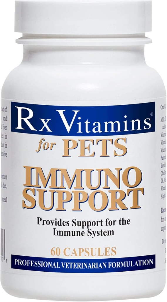 Rx Vitamins for Pets Immuno Support for Dogs & Cats - Immune System Support - Help Brain Function Bones Muscles Stress & Aging - 60 Capsules