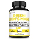 Satoomi Reishi Supplement Complex 5000Mg - 10in1 ライオンズ・マネ、コルディセプ・シネシス、チャガ・マッシュルーム、その他 - 90 カプセル 3 ヶ月