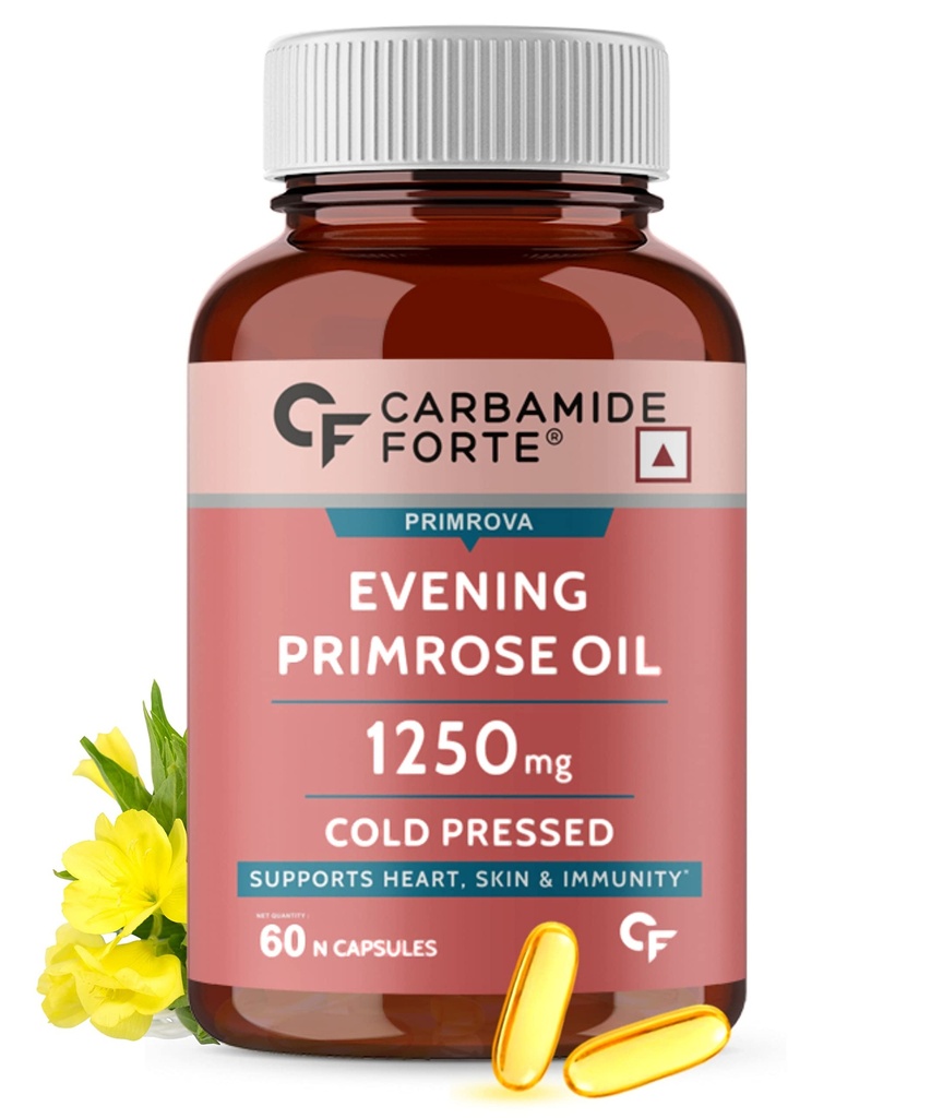 Carbamide Forte Evening Primrose Oil Capsules 1250mg For Women | Pure & Cold Pressed Primrose Oil Capsules | Evening Primrose Oil | Supplement for Hormonal Balance, Immunity & Skin Health | 60 Capsule