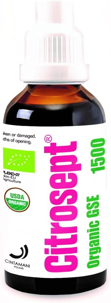 シクロセプト有機GSE、純度の高品質抽出プロセス | 最大強度 | 抗酸化特性のオリジナルグレープフルーツ種子抽出液 | 免疫システムサポート | 1 x 50mlボトル