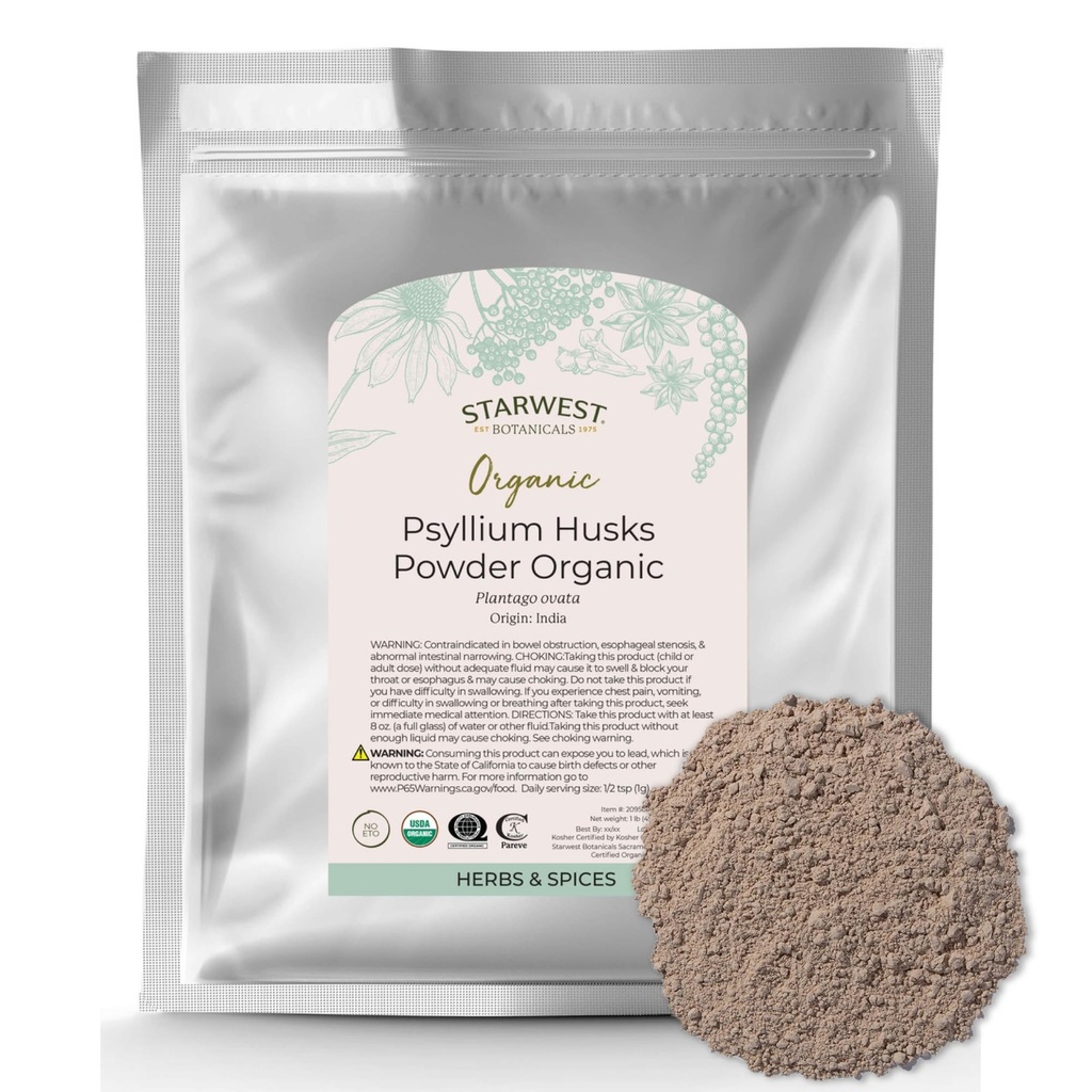 Starwest Botanicalsの有機性Psylliumの殻の粉、1ポンド