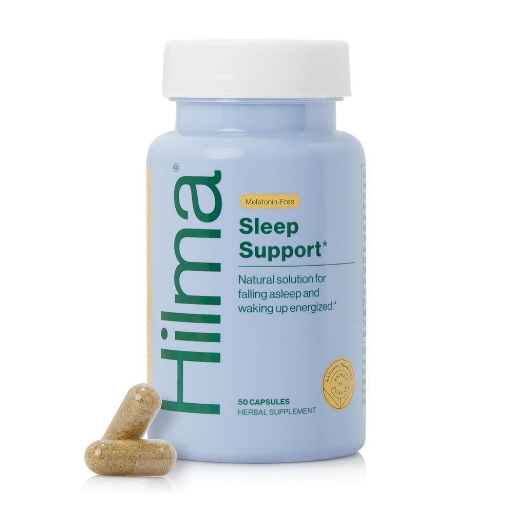 Hilma Sleep Aidは、マグネシウム&L-テアニン、大人のための自然な睡眠補助剤で処方されており、眠りに落ちるのを助けます Melatonin-Free、非眠気の翌日のフォーミュラ、50ビーガンカプセル