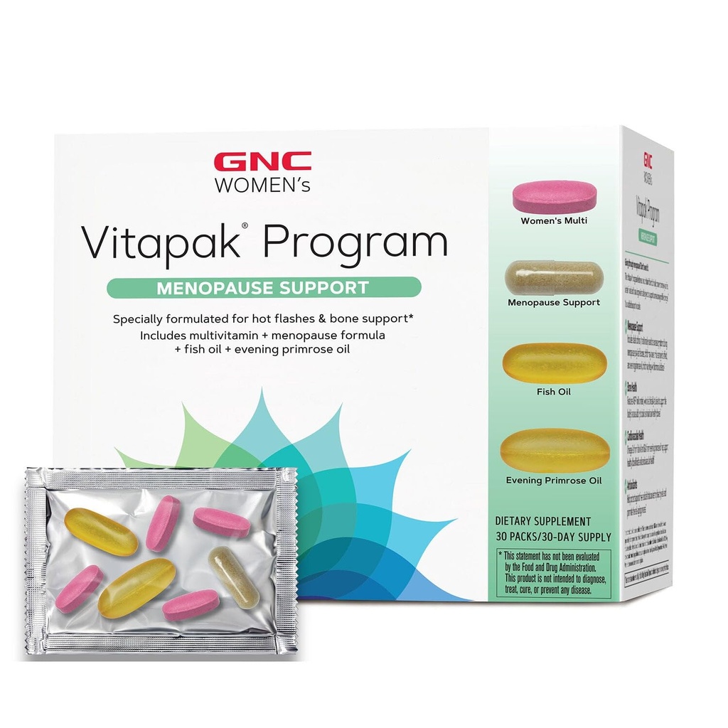 GNC女性の更年期サポートVitapakプログラム、完全な栄養4製品1、ホットフラッシュサポート、ホルモンバランス、ブラックコホッシュ、イブニングPrimroseオイル、30デイリーパック