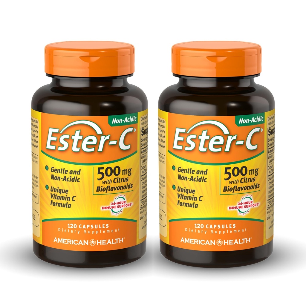 シトラスBioflavonoidとアメリカの健康Ester-C 500 mg - 120カプセル(パッケージ2) - 24時間免疫サポート - 非GMO、グルテンフリー - 120 Totalサービング