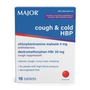 主要な咳とコールドHBP錠 - 抗ヒスタミンと高血圧の人々のための咳抑制剤 - Dextromethorphan HBr、Chlorpheniramine Maleate - 16カウント(1パック)