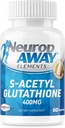 NeuropAWAY Elements S-Acetyl-Glutathione 400mg 耐酸性カプセル 60ct (60 400mg カプセル/ボトル) 3rd Party cGMP 設備で作られたテスト済み