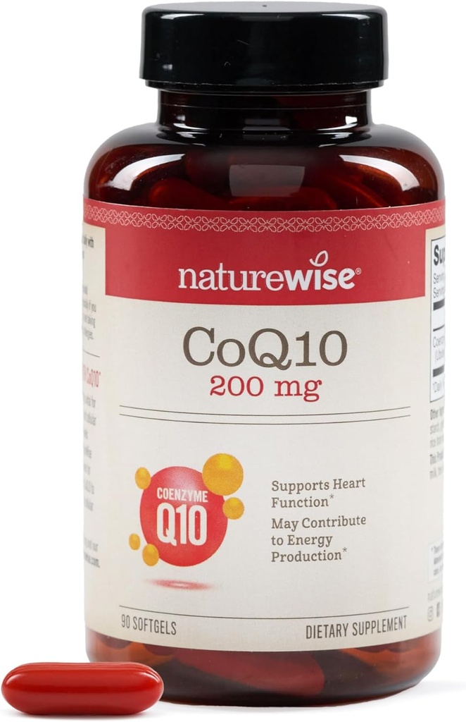 NatureWise CoQ10 200mg Softgels、高効力Ubiquinone - Coenzyme Q10サプリメント - 心の健康のための抗酸化剤 + エネルギー - ビーガン、非GMO、グルテンフリー - 90カウント[3ヶ月の供給]