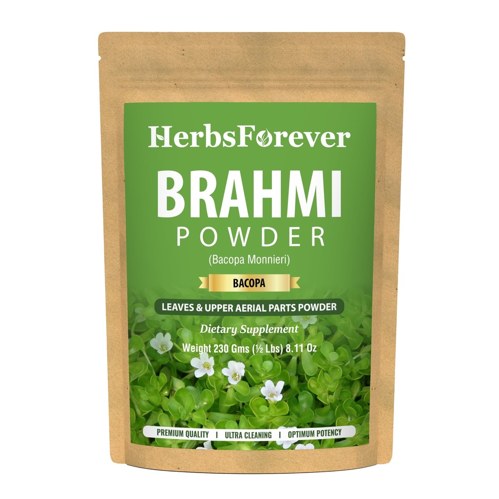 Herbsforever BrahmiパウダーI 100%純粋なBacopaモニーリIナチュラルハーブサプリメント - 非GMO、ビーガン、グルテンフリー私はウェルネスをサポート - プレミアム品質 230 GMS