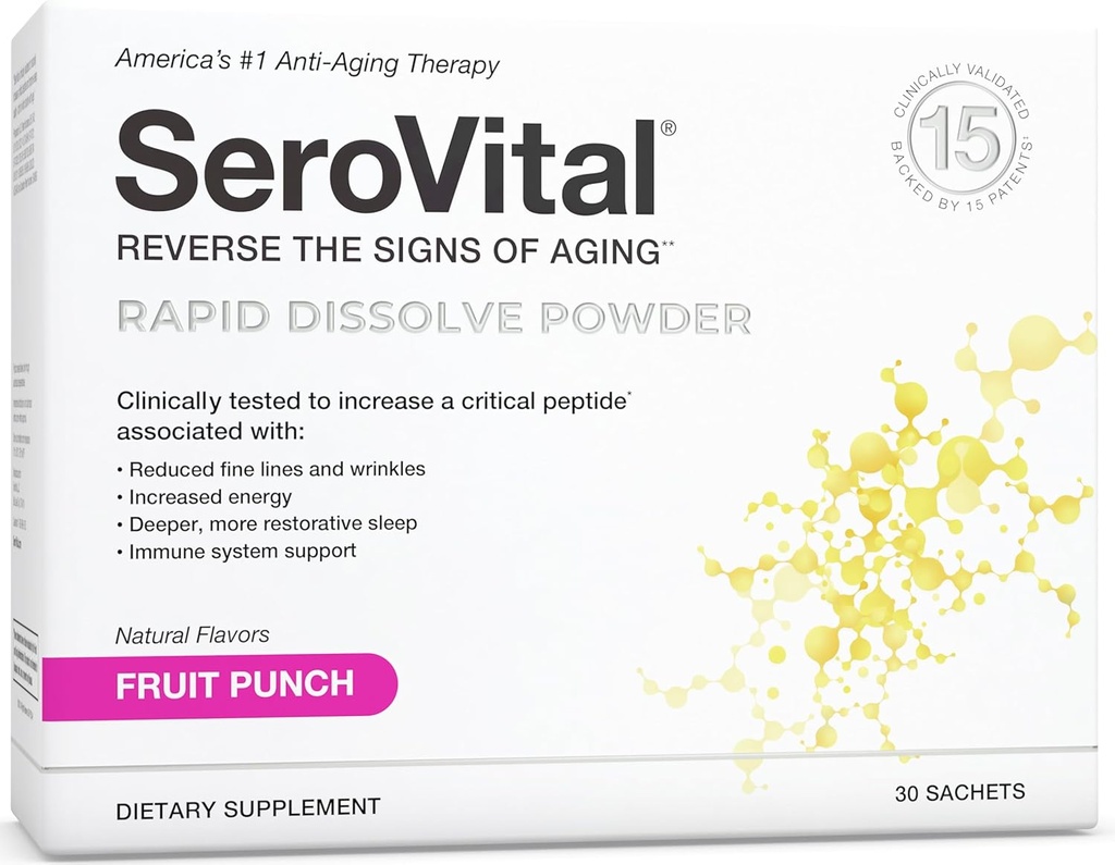 Serovital急速な分解の粉-女性、皮の利点、エネルギーおよびよりよい睡眠のための反老化の補足  30日の供給-フルーツ パンチ