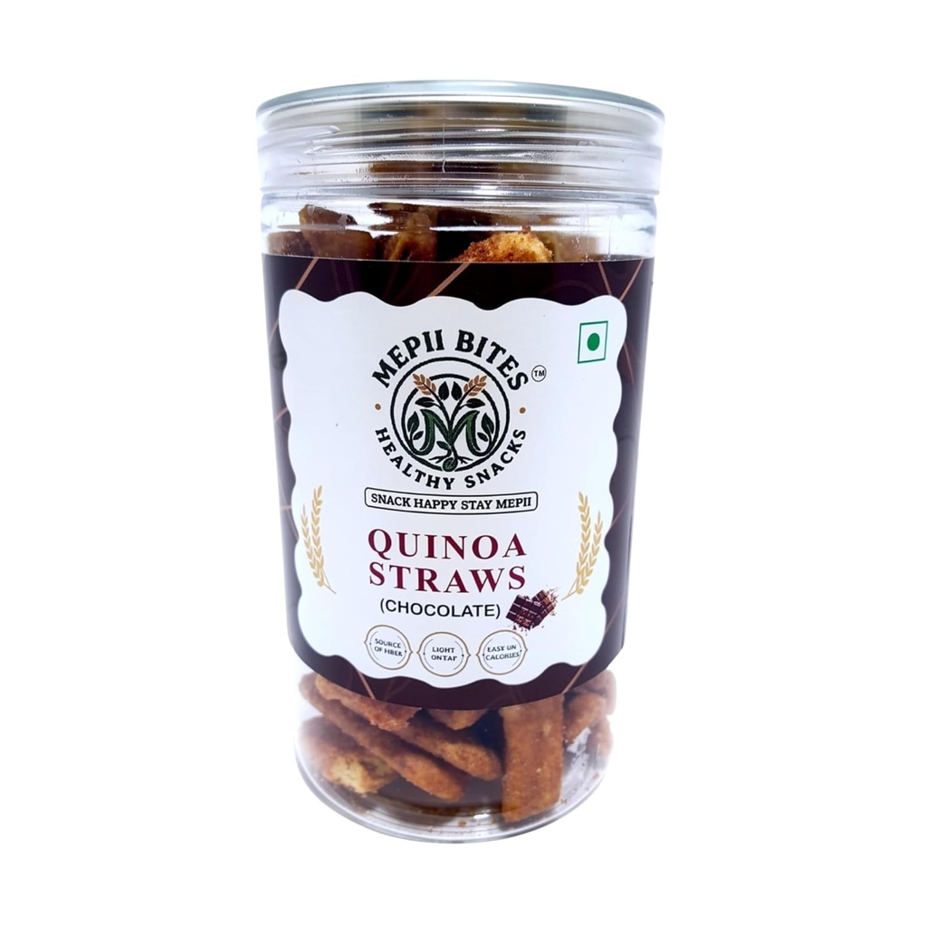 Mepii Bites Quinoa Straws Chocolate | Sweet Crunch Snack | 100g