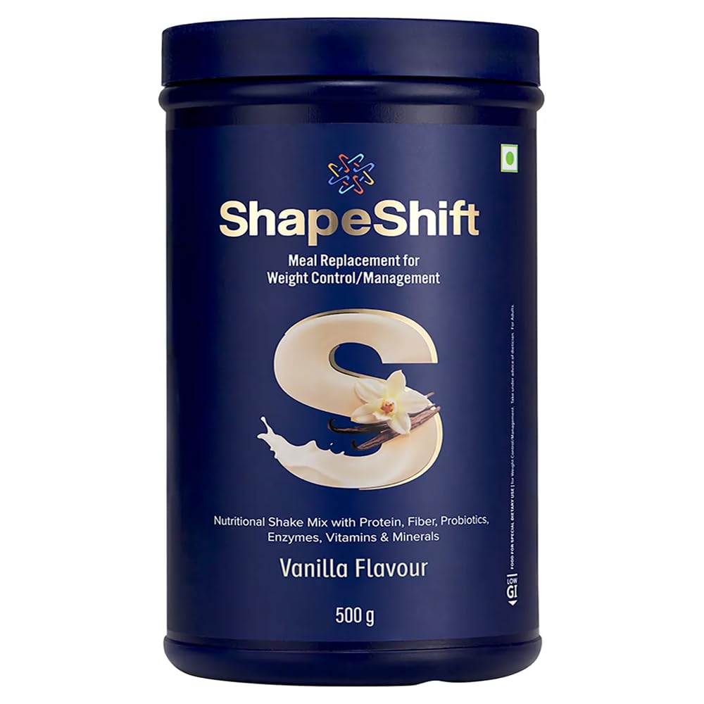 ShapeShift Meal Replacement Shake, Vanilla Flavour, with Protein, Fiber, Probiotics, Enzymes, Vitamins & Minerals, 500 g