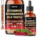 8in1 Schisandra Berry Drops with Milk Thistle, Ashwagandha, Rhodiola Rosea, Holy Basil, Artichoke, Dandelion Root & Turmeric Curcumin - 2ヶ月の供給のためのOz