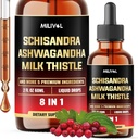 8in1 Schisandra Berry Drops with Milk Thistle, Ashwagandha, Rhodiola Rosea, Holy Basil, Artichoke, Dandelion Root & Turmeric Curcumin - 2ヶ月の供給のためのOz
