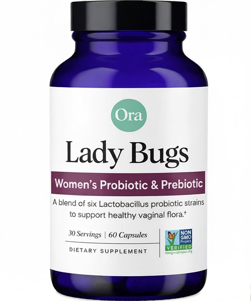 Ora Organic Prebiotics and Probiotics for Women - 腟の健康のためのLactobacillus & Candidaサポート、16億CFU、6ストレーナー - 1ヶ月の供給、60ビーガンプロバイオティックカプセルが含まれています