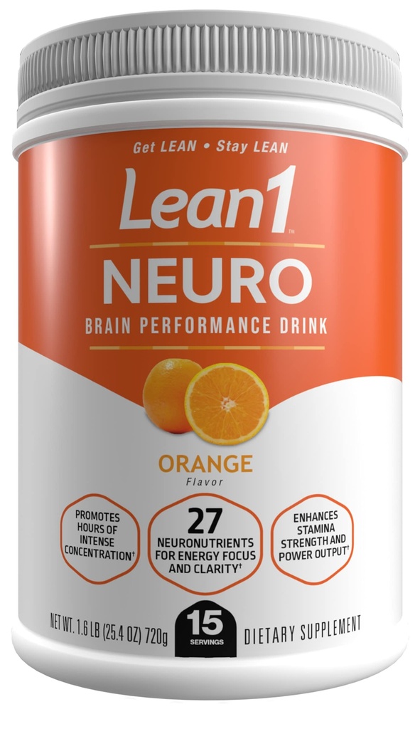 Lean1 Neuroの精神的なエネルギー粉の飲み物、オレンジ味、栄養53による15のサービングの管
