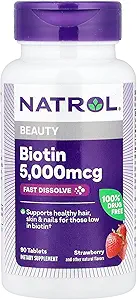 NatrolのBiotin 5,000mcgの速い分解、90のタブレット