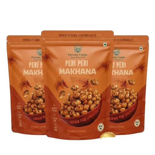 Farmzo Foods Peri Peri Makhana | Pack of 3 X 50G | Crispy Roasted Fox Nuts | 150G