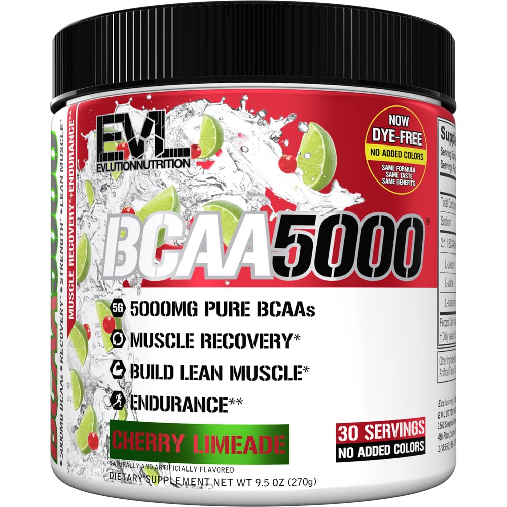 Evlution EVL BCAAsのアミノ酸の粉- BCAAの粉のポストのワークアウトの回復飲み物および刺激の自由な前ワークアウト エネルギー- 5gは人のためのチェーン アミノの酸の補足-チェリーのLimeadeを分岐させました