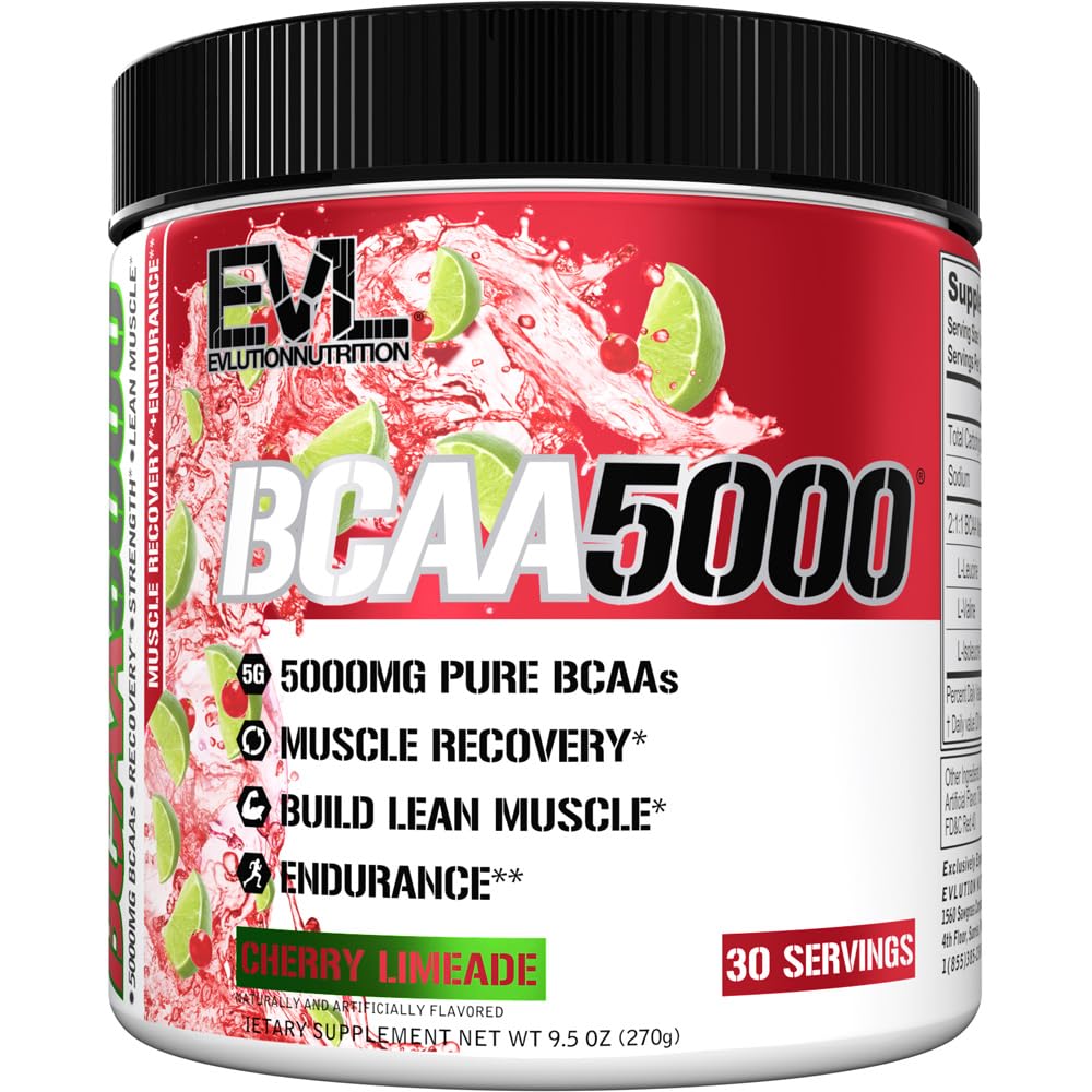 Evlution EVL BCAAsのアミノ酸の粉- BCAAの粉のポストのワークアウトの回復飲み物および刺激の自由な前ワークアウト エネルギー- 5gは人のためのチェーン アミノの酸の補足-チェリーのLimeadeを分岐させました
