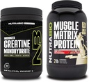 NutraBioクレアチンモノハイドレート、非風味、(300 g)およびマッスルマトリックスタンパク質粉末(Vanilla)サプリメントバンドル - 筋肉エネルギー、最大成長、回復、および強度