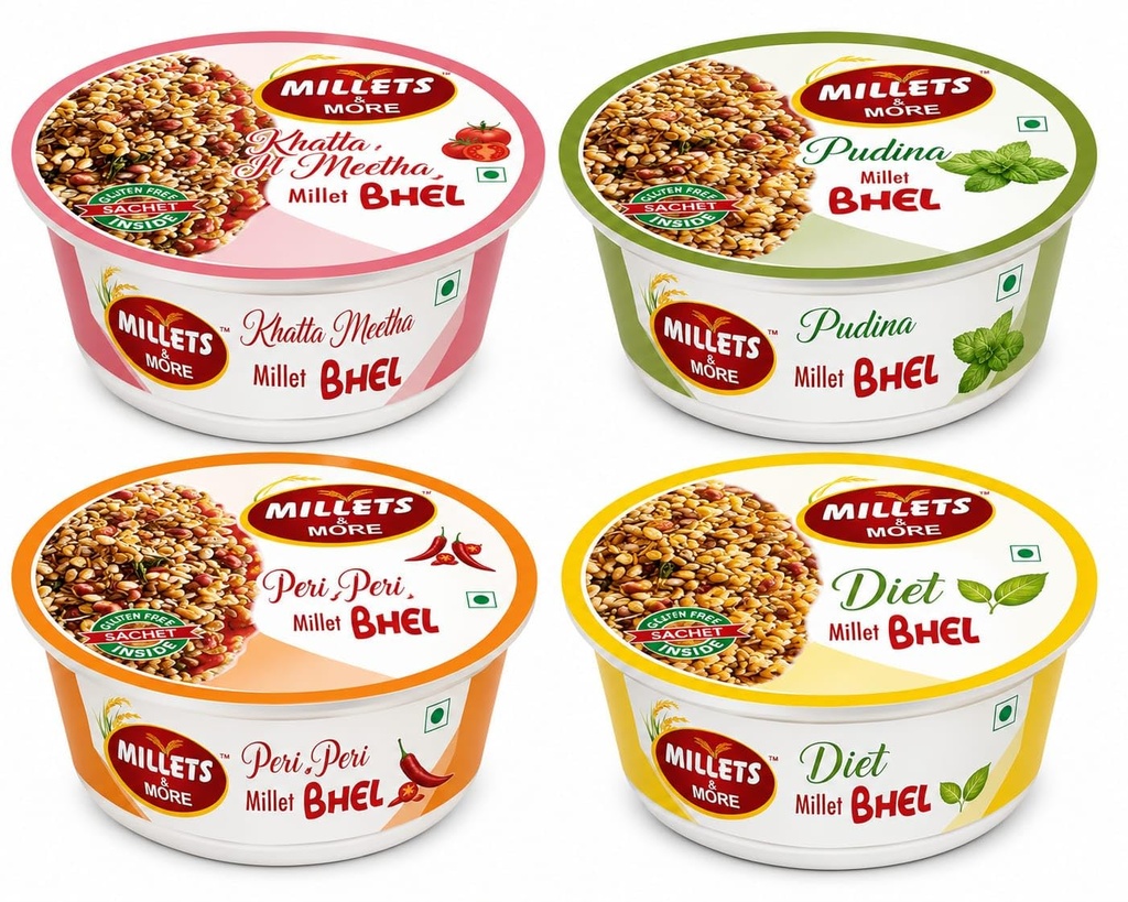 Millets & More Millet Bhel Combo Pack of 4 Flavours 65g Each