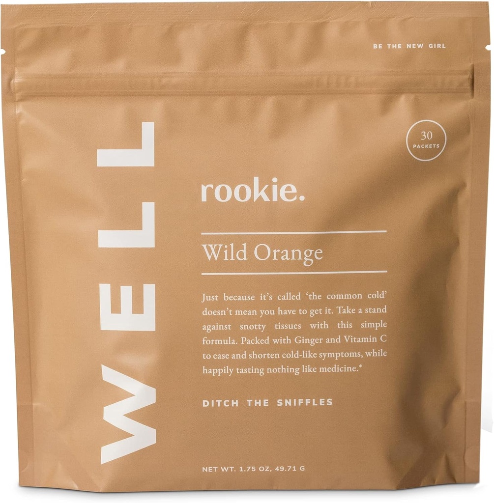 Rookie Wellness – ビーガン免疫サポートパケット と 1000 ビタミンCの mg, 14 ビタミンEの mg, 天然シトラス風味のジンジャー - 砂糖とフィラー無料 (30 サービング, ワイルドオレンジ)
