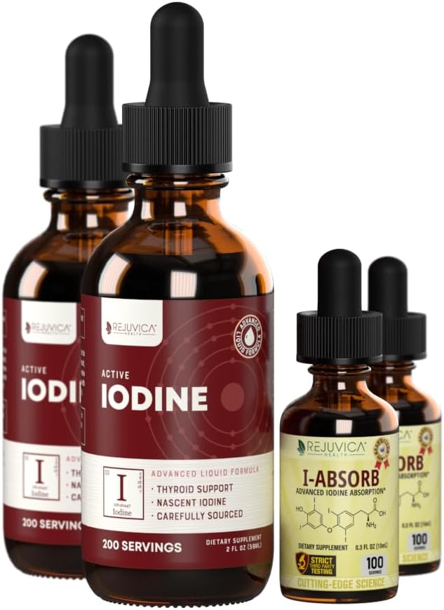 Active Iodine + iAbsorb - Nascent Iodine Drops - Liquid Delivery for Better Absorption - Cofactors for Better Delivery - Supports Healthy Energy, Vitality & Iodine Levels