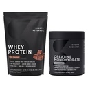 スポーツリサーチ®クレアチンモノハイドレート(10.58 oz)とオランダチョコレートウィープロテイン(2 lbs)、リーンマッスルビルのダイナミックデュオ、パフォーマンスと強度を改善&ワークアウトの回復