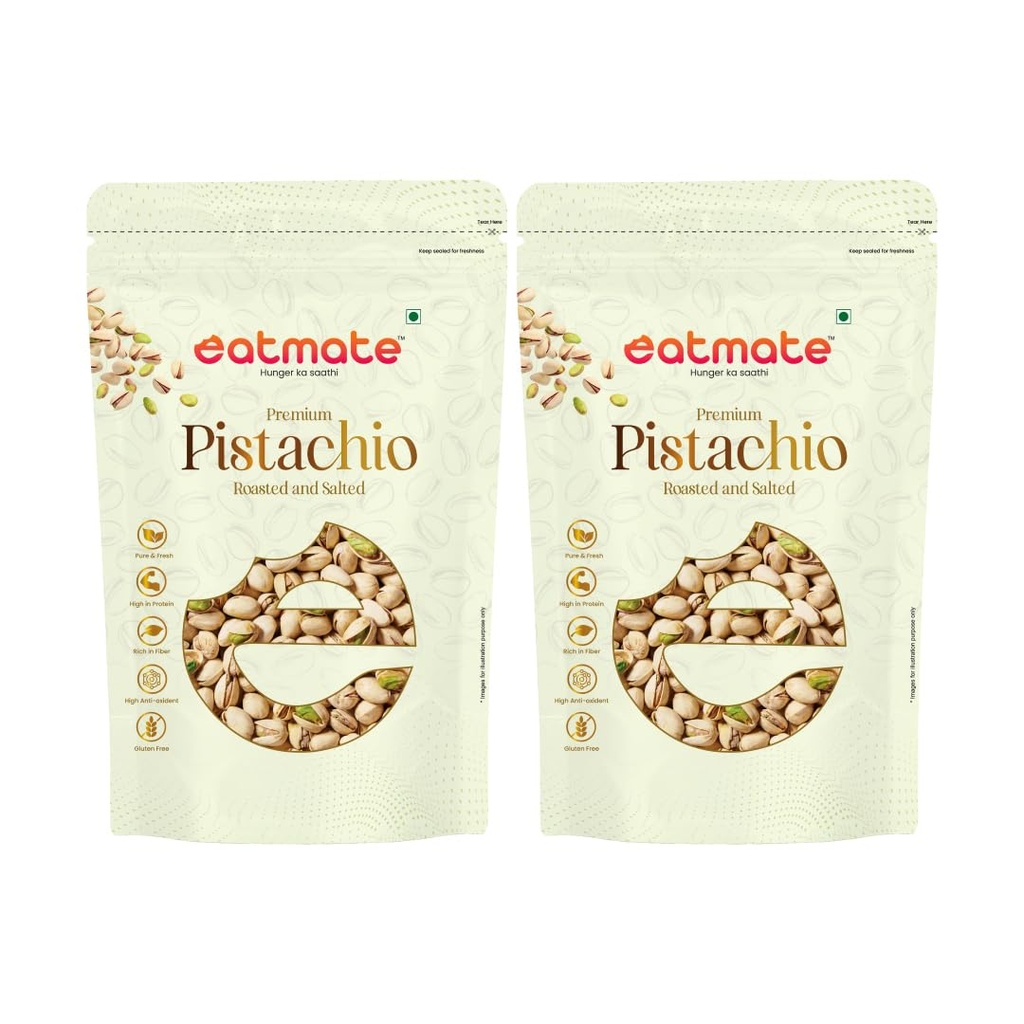 Eatmate Premium Pistachios 500g | Crunchy & Naturally Nutritious Pista | Rich in Protein, Fiber & Essential Nutrients | Delicious Anytime Snack | Perfect for Snacking, Baking, Cooking & Desserts