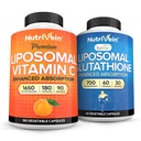 Nutriveinの優れたLiposomalのビタミンC 1650mg及びLiposomalのグルタチオンの束-マスターの酸化防止及びレバーの清潔なハイ 吸収のアスコルビンの-非GMO、ビーガン/ベジタリアン- 180 + 60のカプセル