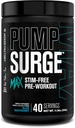 Jacked Factory Pumpsurge Max Stim Free Pre Workout - L-Citrulline、N03-T Arginine Nitrate&Glutathione - 40 サービング、Blue Raspberry