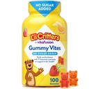 L'il Critters Gummy Vites 砂糖は、年齢2 +トドル&キッズ、ビタミンC、免疫、イチゴ、オレンジ色の味のためのD3、100グミーのための毎日のGummy Multivitaminを追加しました