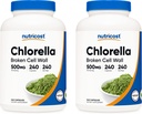 Nutricost Chlorella カプセル (2 本のびん) 500mg、びんごとの 240 のカプセル