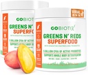 GOBIOTIXスーパーグリーンとレッドパウダー - 赤と緑のスーパーフード - プロバイオティックサプリメント - 消化酵素とビートルートパウダー - 有機食品栄養補助食品(マンゴー、2パック)