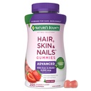 Nature's Bounty Optimal Solutions Advanced Hair, Skin and Nails Pectin Gummies, 2x Biotin Per サービング, No Stick Gummy, ベジタリアンフォーミュラ, Strawberry Flavor, 200 ct, 100 Total サービング