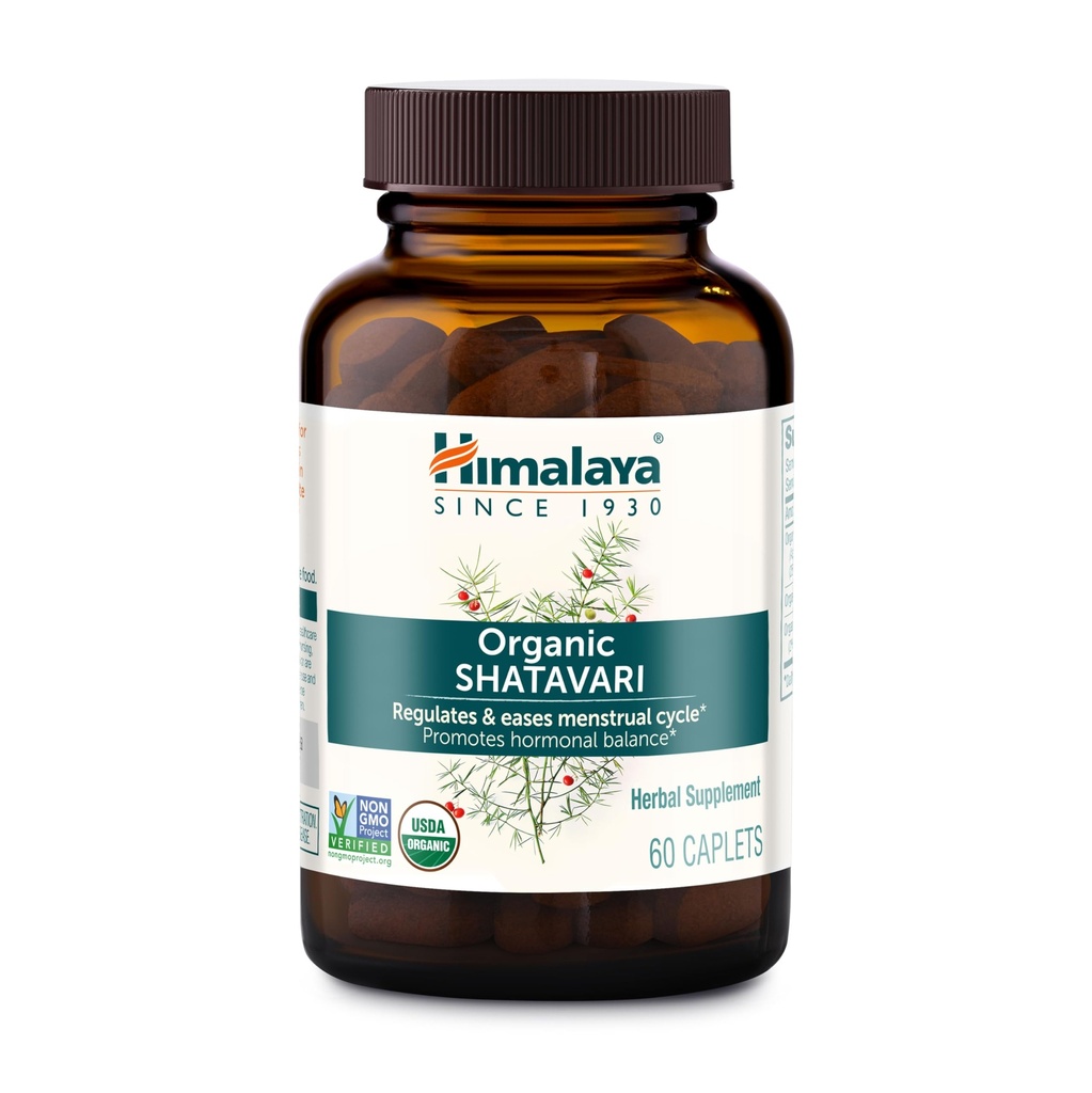 Himalaya Organic Shatavari - 女性と月経クレムリリーフのためのホルモンバランスを促進 - USDA Organic、ビーガン、グルテンフリー、1300 mg、60カプレット