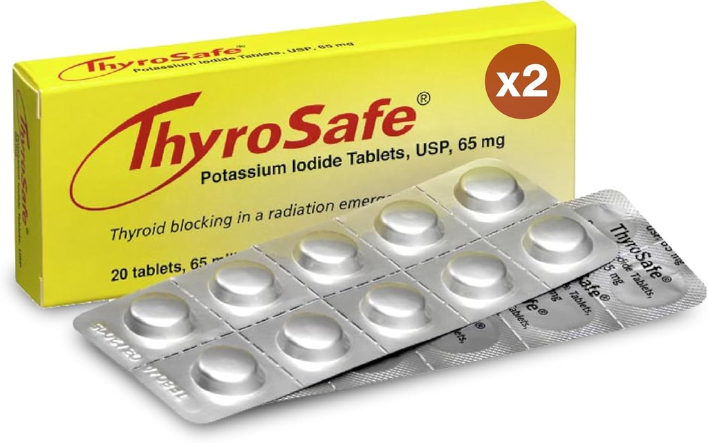 65mg Potassium Iodide Tablets (40 Pack) - Protects Your Thyroid from Nuclear Radiation Exposure