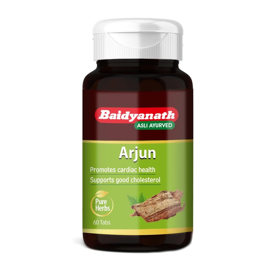 Baidyanath Arjun -60 Tablets | Ayurvedic Arjuna Extract | Supports Circulation, Lipid, Cholesterol Balance & Herbal Heart Wellness Supplement