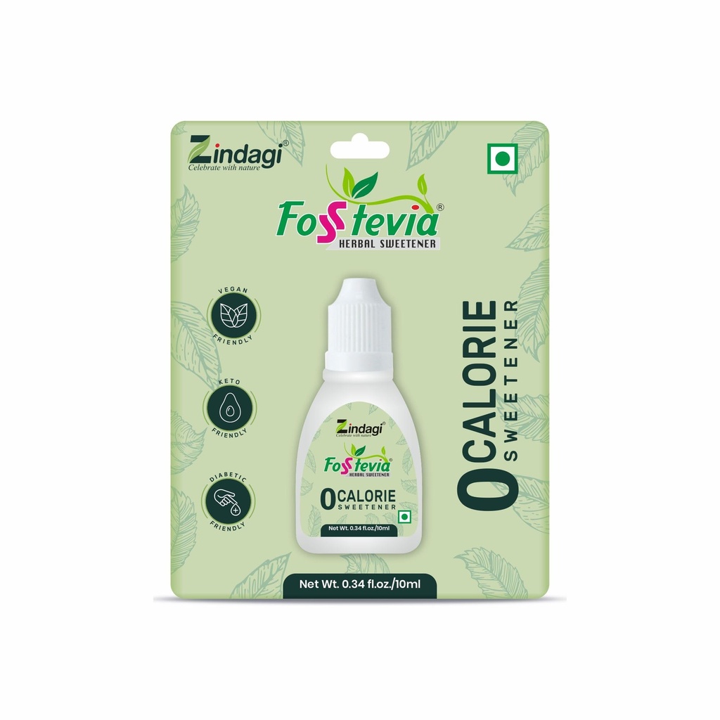 Zindagi Stevia Liquid Drops | Stevia Sugar Free & Zero Calorie Sweetener | (10 Ml)